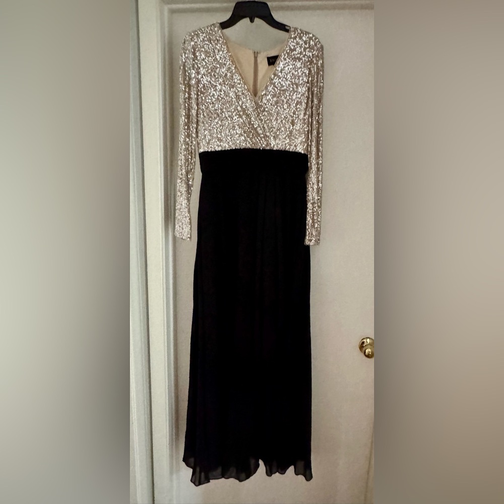 Black with Silver Sequins Formal Dress - Picture 2 of 7